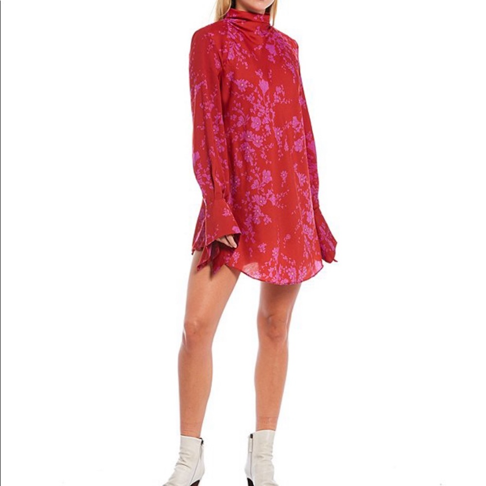 FREE PEOPLE Aries Printed Cutout Mini Dress